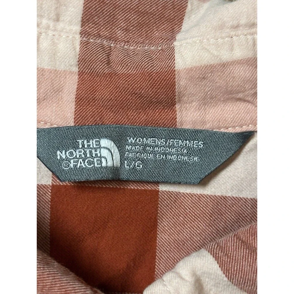 The North Face size L button down burnt orange plaid long sleeve casual cabin